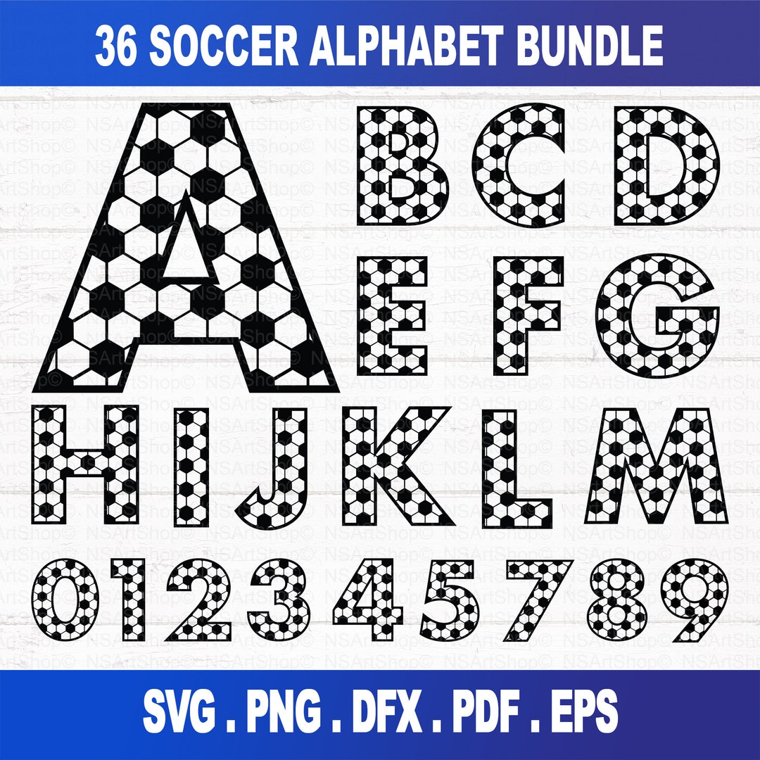 Soccer SVG Bundle, Soccer Letters and Numbers Svg, Monogram Soccer Svg