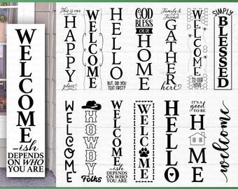 Welcome Sign SVG Bundle: Porch Design  Farmhouse Decor Cut File, Cricut, Silhouette, PNG, DXF