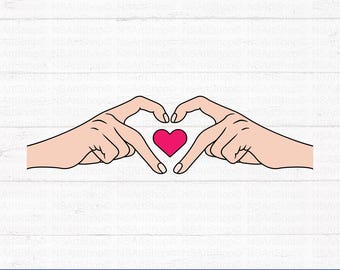 Hand Heart PNG: Love, heart Shape Hands SVG, Valentines Day Design, Cricut, Cut File