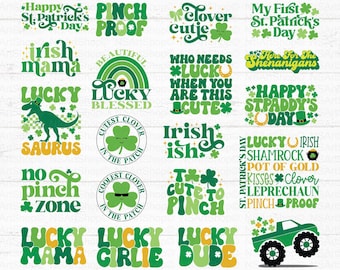 St Patricks Day SVG Bundle: Irish Quotes, Shamrock, Clover, Cricut, Cut File