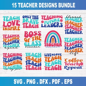 Retro Teacher SVG Bundle, Teacher SVG, School SVG, Teach Svg, Back to School svg, Teacher Gift svg, Teacher Shirt svg