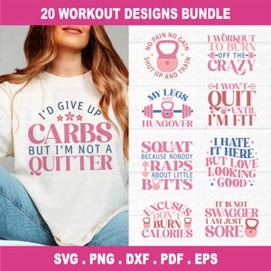 Pacchetto SVG per allenamento, Motivazione in palestra in formato SVG, Citazioni in palestra in formato SVG, Fitness in formato SVG, Maglietta da allenamento in formato SVG, File di taglio, Cricut, Silhouette, PNG, DXF