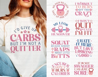 Workout SVG Bundle, Gym Motivation svg, Gym Quotes svg, Fitness svg, workout shirt svg, Cut File, Cricut, Silhouette, PNG, DXF