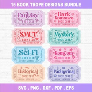 Paquete SVG de libros, libro picante png, libro con boletos SMUT svg, libro retro svg, lectura svg imagen 3