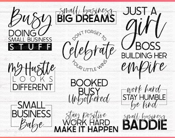Paquete SVG para pequeñas empresas, frases motivacionales, diseños con motivación, mujer jefa, chica, Cricut, archivo de corte