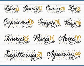 Zodiac Sign SVG Bundle: Horoscope Symbols, Astrology PNG Design Files Cricut Silhouette