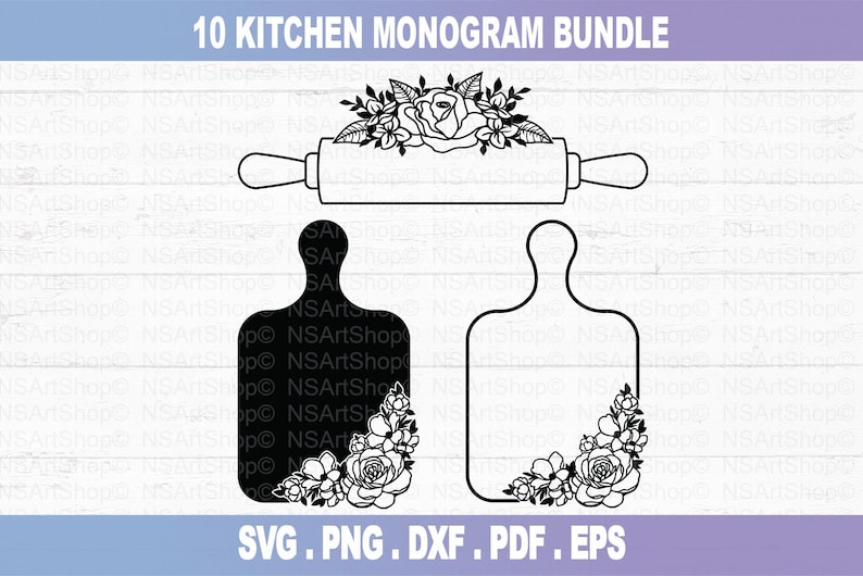 Cooking Split Frame Kitchen Monogram SVG, Floral Split Frame, Cooking Decor, Cut File ...