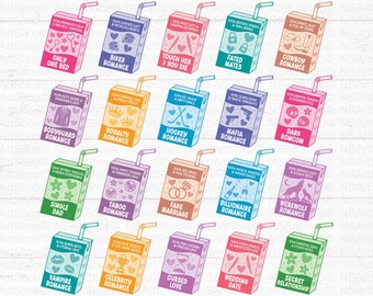 Book SVG Bundle: Spicy Smut Bookish PNG Juice Box Designs, reading svg