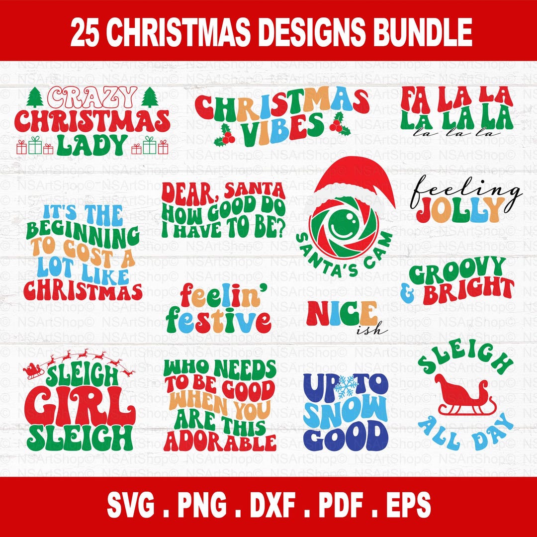 Retro Christmas SVG Bundle, Christmas Svg, Groovy Christmas Svg ...