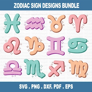 Zodiac SVG Bundle, Astrology Sign svg, Symbol svg, Zodiac svg, Astrology, Horoscope, Cut File Cricut