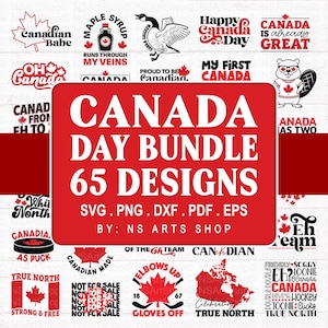 Puede incluir: Un paquete gráfico rojo y blanco para el Día de Canadá, con 65 diseños. Los diseños incluyen hojas de arce, frases canadienses y un castor con gafas. Formatos: SVG, PNG, DXF, PDF, EPS.