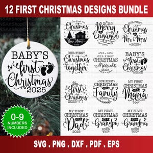 Primeiro pacote de Natal svg, pacote de enfeites de Natal svg, Natal svg, acredite svg, arquivo de corte de Natal, enfeites redondos svg, arquivo de corte