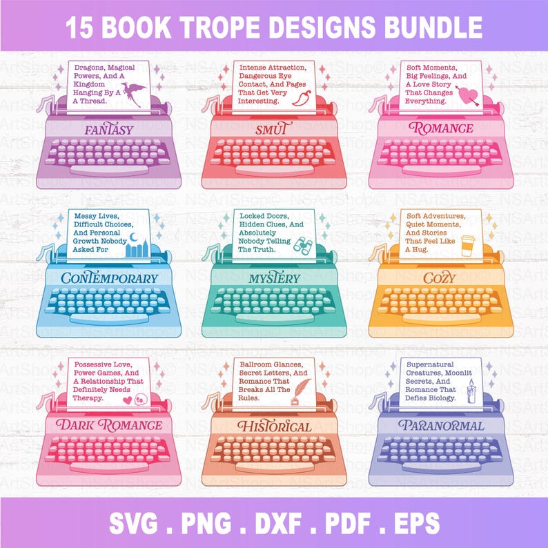Book Trope SVG Bundle, Spicy Romance Designs (digital Download) - Etsy