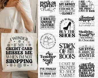 Tote Bag SVG Bundle: Shopping Lover Designs, Cricut, Cut File