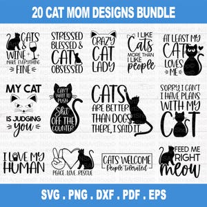 Katze Mama SVG Bundle, lustige Katze SVG, Katze SVG, Kätzchen SVG, verrückte Katzenlady svg, Katzenliebhaber svg, Katzen svg, Dxf, Png, cut File, Cricut svg