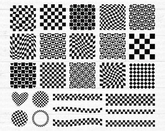 Checkers SVG Bundle, Distress Checkered Pattern Designs, Cricut, Cut File