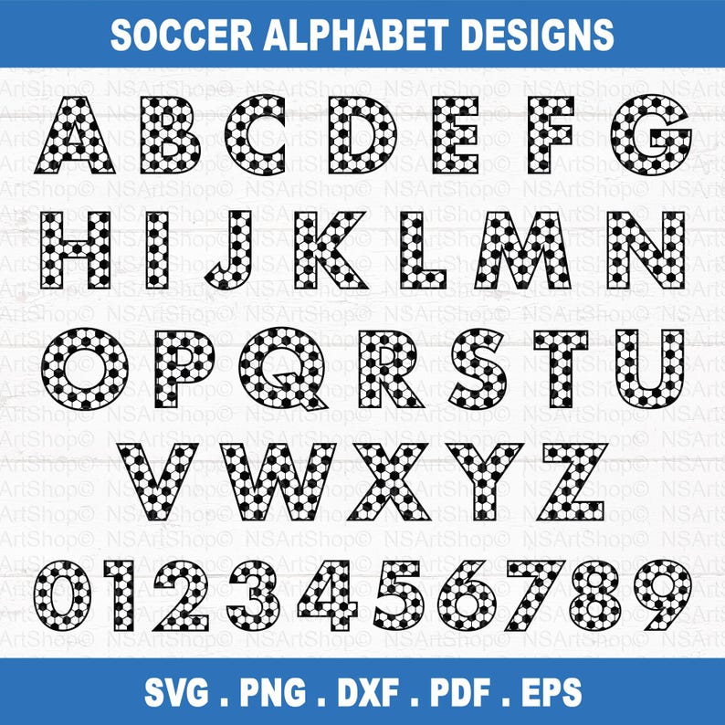 Soccer SVG Bundle: Ball, Letters and Numbers Monogram, Alphabet Sport ...