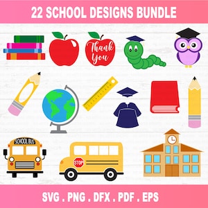 Pacote SVG escolar, material escolar svg, professor Svg, escola svg, formatura svg, livro, crianças SVG, silhueta, arquivo de corte digital