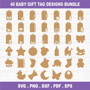 Paquete SVG de etiquetas de regalo para baby shower, etiquetas de regalo SVG, paquete SVG para recién nacidos, lindo bebé SVG, niña, niño
