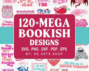 Book SVG Bundle: Bookish PNG, Spicy Bookmark Designs, Romance, Book Lover, Reading