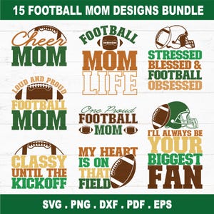 Football Mom SVG Bundle: American, Football Helmet PNG, Team