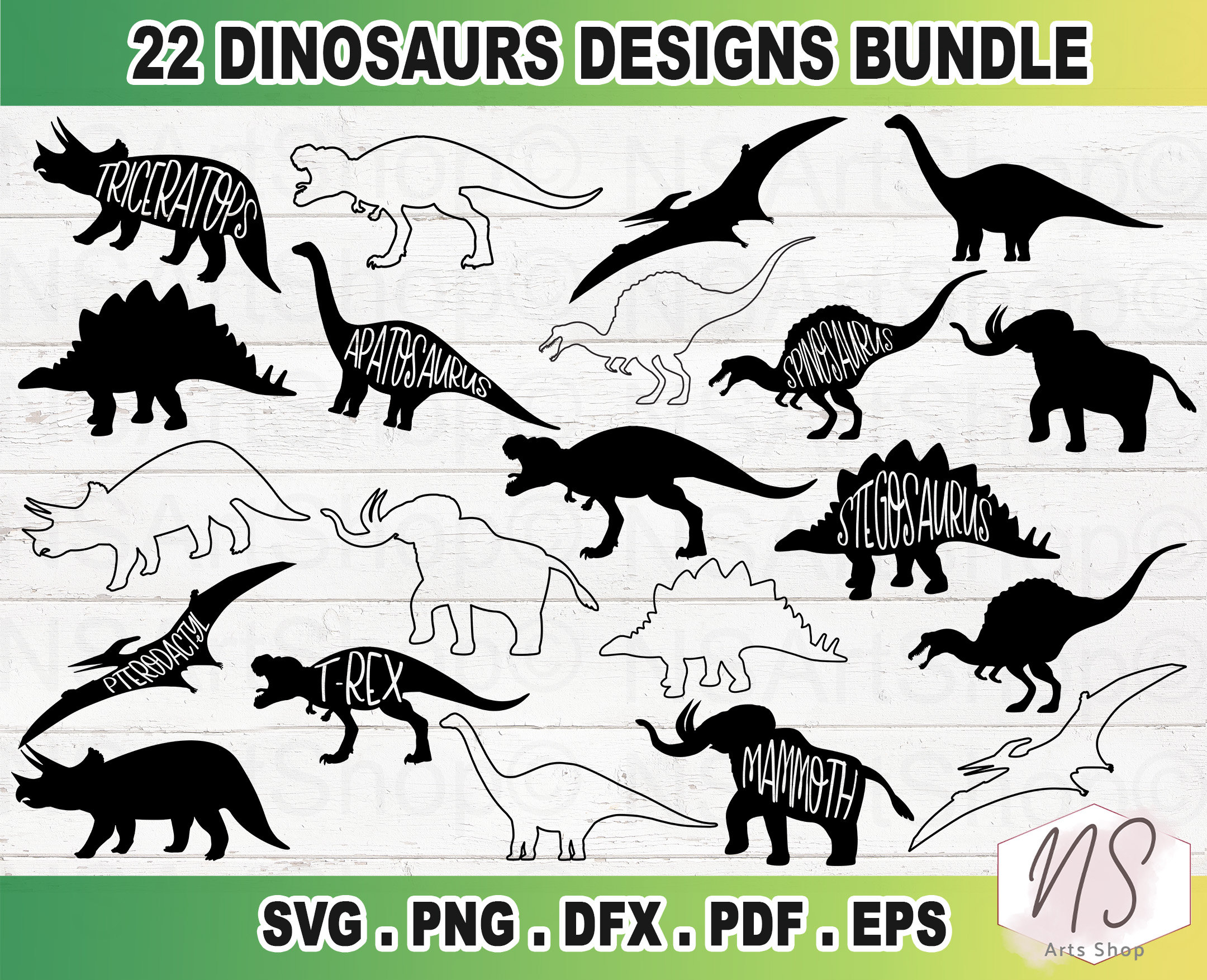 Pterodactyl Outline Patterns: DFX, EPS, PDF, PNG, and SVG Cut Files