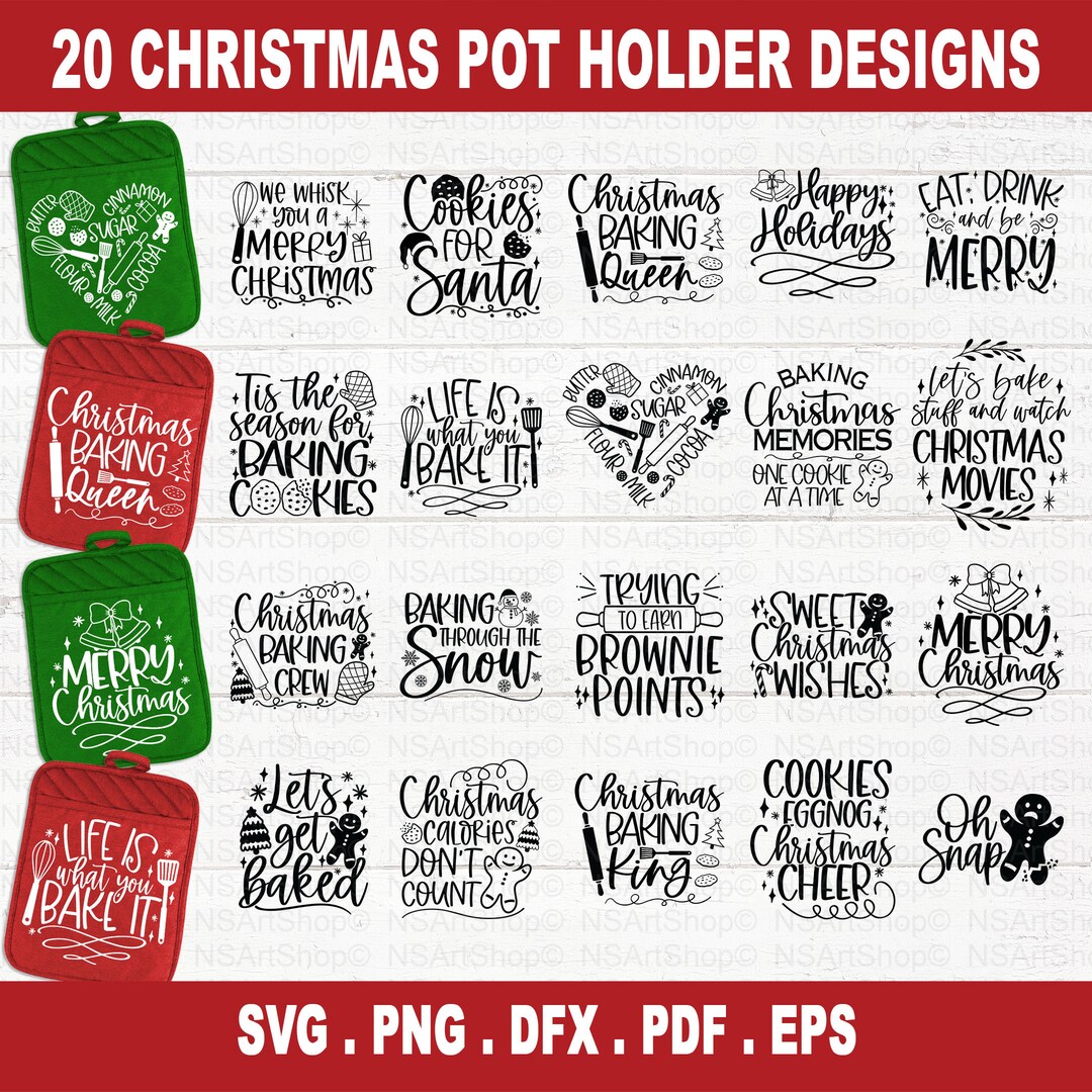 Christmas Pot Holder SVG Personalized Oven Mitt Bundle