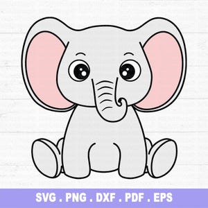 Baby Elefant SVG, niedlicher Elefant geschnitten Datei, Elefant Umriss, Babyparty svg, niedliches Tier svg, Silhouette Cricut Vinyl Eisen auf