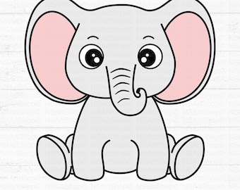 Baby Elephant SVG PNG, Animal Cut File, Baby Room Decor, Cricut, Sihouette, Sticker Design