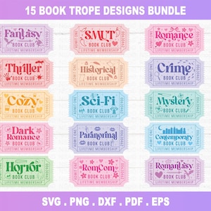 Paquete SVG de libros, libro picante png, libro con boletos SMUT svg, libro retro svg, lectura svg imagen 12