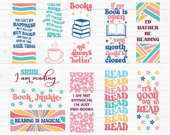 Bookmark SVG Bundle: Bookish, Book lover Designs, cut file, Cricut, silhouette