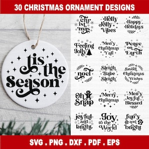 Pacote svg de Natal, pacote svg de enfeites de Natal, svg de Natal, arquivo de corte de Natal, svg de enfeites redondos, arquivo de corte