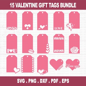 Valentine Gift Tag SVG Bundle: Heart Label Designs, Commercial use