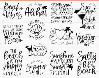 Summer SVG Bundle: Beach Life Quotes, Vacation Designs, Cricut, Cut Files, Silhouette