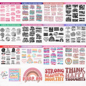 Self Care SVG Mega Bundle Inspirational Positive Motivational PNG Quote, Cut File, Cricut, Silhouette image 3