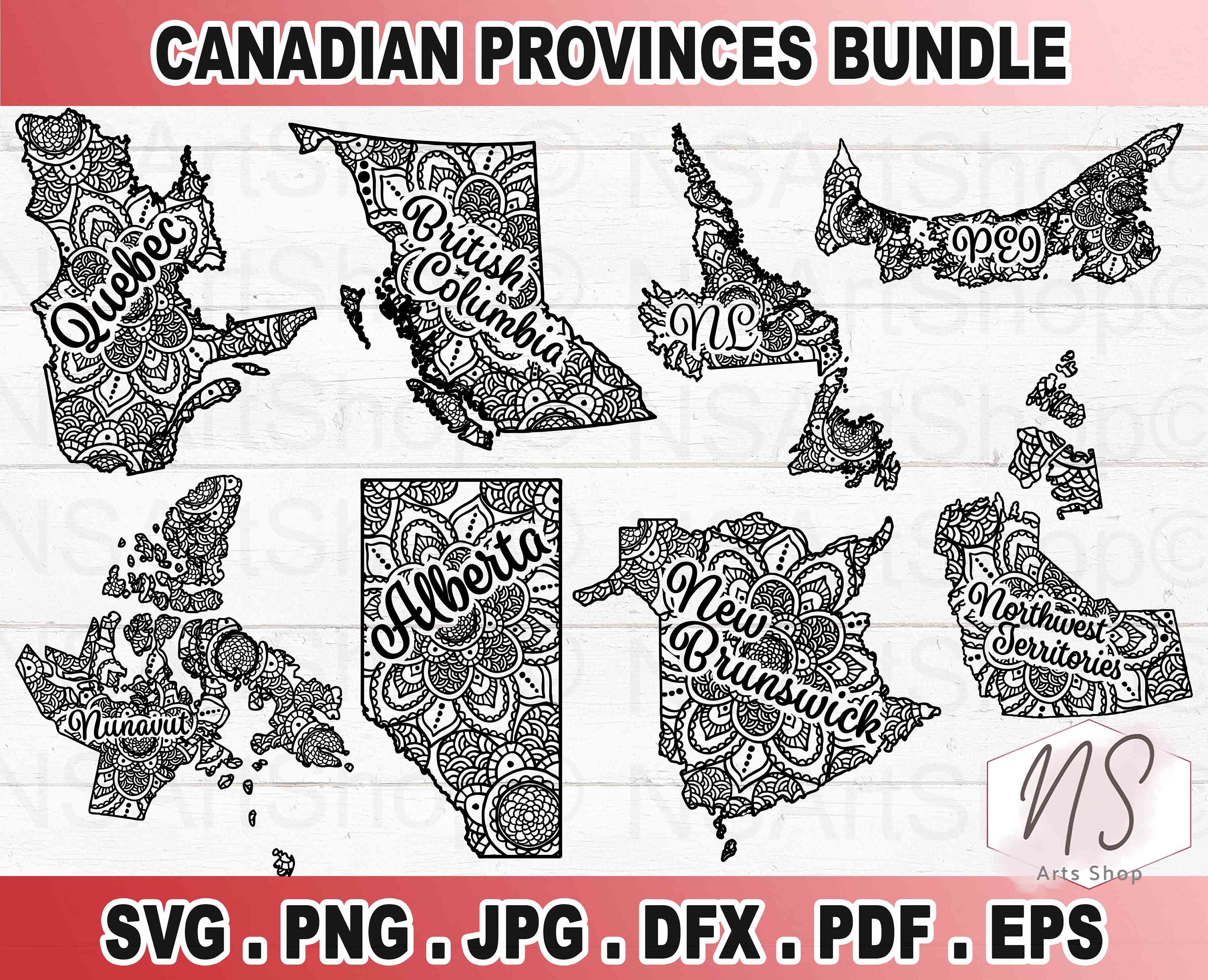 Canada Provinces SVG Bundle Canada Svg Bundle Map Outline | Etsy Canada