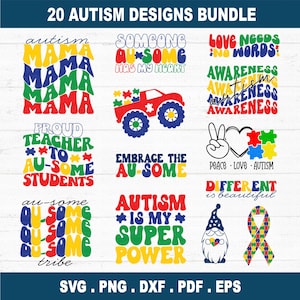 Autism Awareness SVG Bundle: Puzzle Ribbon, Au-Some Designs - Digital Download