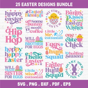Lot de Pâques SVG, fichiers Svg de Pâques, printemps Svg, svg de Pâques pour les chemises, lot de Pâques, citations de Pâques, fichiers coupés, fichier Cricut