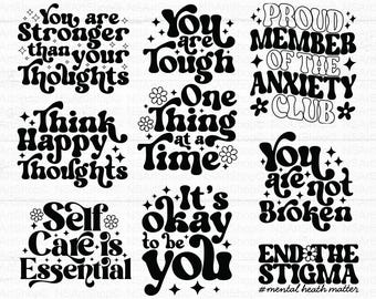 Motivational SVG Bundle: Positive Quotes, Self Care Inspirational Designs, Cut Files, Cricut, Silhouette