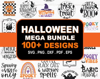 Mega Halloween SVG Bundle: Retro Witch, Ghost, Pumpkin (Digital Download)