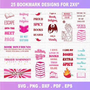 Bundle SVG de signet, signet png, signet svg épicé, signet imprimable, signet modèle svg, svg de livres, livre rétro svg, lecture svg