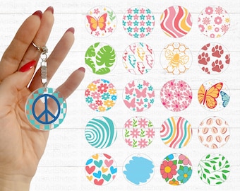 Round Keychain SVG Bundle, Retro Round Keychain SVG Bundle, circle keychain svg, funny keychain svg, key ring svg, keychain svg