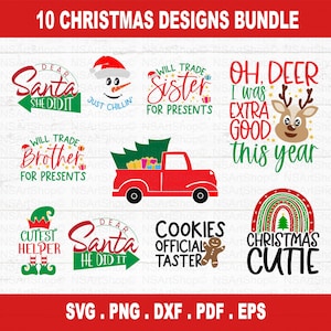 Paquete SVG de Navidad, SVG de Navidad para niños, SVG de camiseta de Navidad, Camiseta navideña divertida, Archivo de corte Cricut, oh ciervo, Ayudante de Santa,