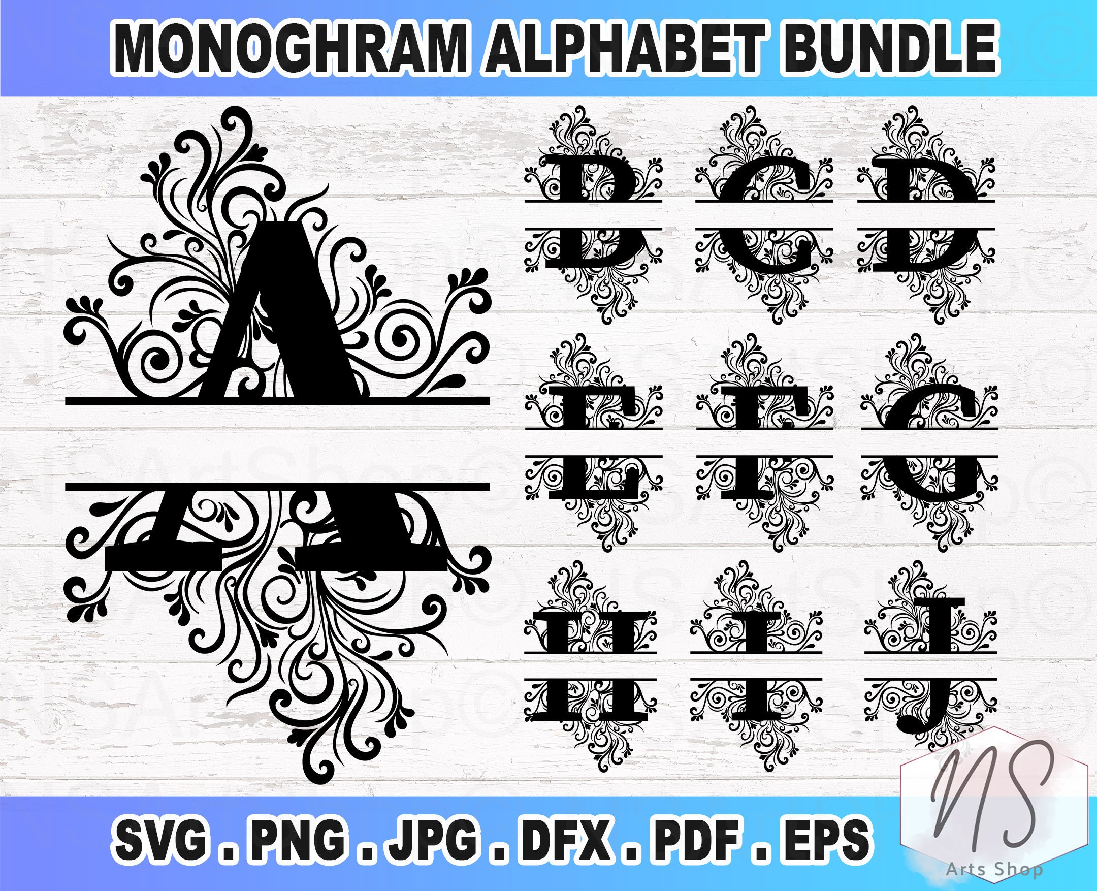 Paper, Party & Kids Flourish Letters svg Cut File for Cricut Monogram