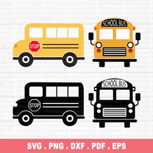 Autobús escolar SVG, paquete de autobús SVG, autobús SVG, regreso a clases SVG, autobús delantero SVG, dxf, jpeg, png, pdf, archivos de corte para Silhouette Cameo, Cricut