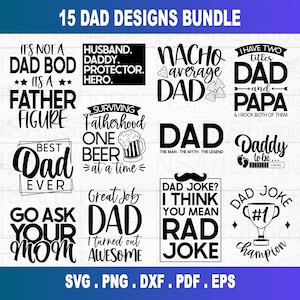 Father&#39;s Day SVG Bundle, Dad SVG Bundle, happy fathers day svg, fathers day svg for shirt, Dad Jokes SVG, Dad Decal Designs