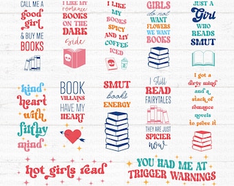 Bookmark SVG Bundle: Smutty, Bookish PNG, Spicy books Design, Cricut cut file