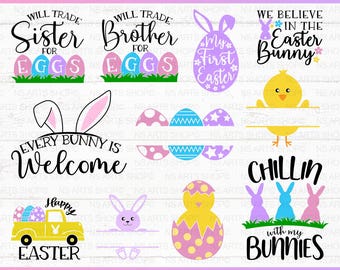 Easter SVG Bundle, Bunny Egg Hunt Designs, Spring, Cut File, Cricut, Silhouette