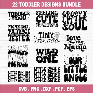 Lot SVG pour tout-petits : dictons rigolos pour bébé, motifs bohèmes (téléchargement numérique)