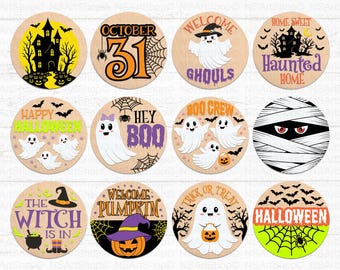 Paquete de archivos SVG para letreros de Halloween: Diseños espeluznantes para colgar en la puerta (Descarga digital)
